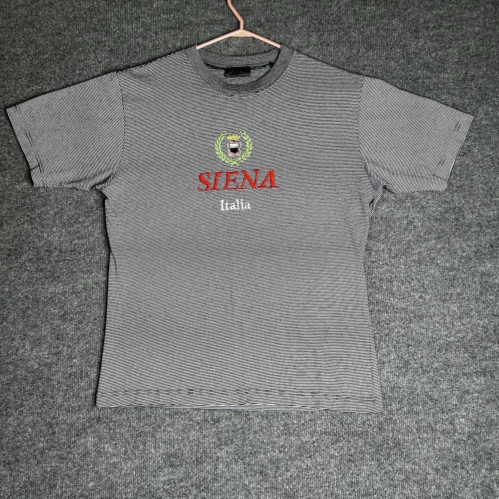 Vintage Siena‎ Italia T-shirt Size Medium Made In Italy Striped Embroidered